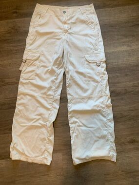 American Eagle Outfitters Cream Wide Leg Cargo Pants